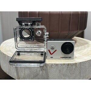 Monster Digital Action Camera White HD Sports Cam w/ Clear Waterproof Housing
